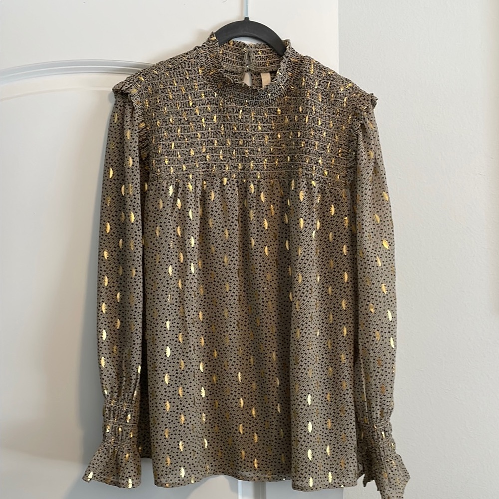 Elan Chic Gold and Black Blouse